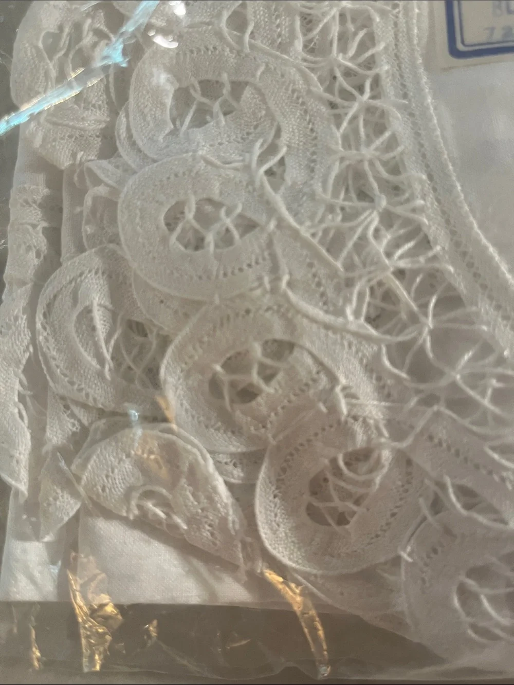 NEW old stock Cut Work Tablecloth with Lace and linen 72” x 108 great gift